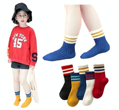 MOMISY 5 Pairs Baby kids Girl Boys Toddlers InfantmCotton Stretch Baby Socks (IN, Age, 3 Years, 5 Years, Multi2Bars)