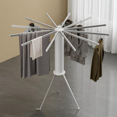 STANSY Rotary Clothes Drying Stand for Indoor | 360° Rotating Garment Dryer Rack with Multiple Arms | Space-Saving Vertical Cloth Stand with Stable Tripod Base for Clothes