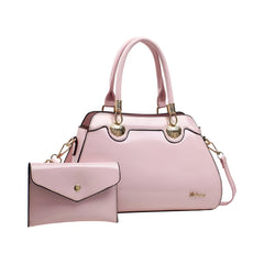 SYGA 2-Piece Women's Glossy Handbag with Matching Wallet | Elegant Shell Design Tote Bag with Gold Hardware