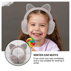 SYGA Children's Cute Pink Kitty Design Warm Earmuffs for Cold Protection Hot Warm Glitter Sequine Suitable For 10 Years Above