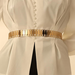 SYGA Women's Simple Patch Belt, Hollow Design Waist Chain, Dress Decorative(Gold)