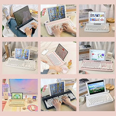 YUNZII ACTTO B303 Wireless Typewriter Keyboard, Retro Bluetooth Aesthetic Keyboard with Integrated Stand for Multi-Device (B303, Midnight)