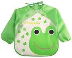 MOMISY Waterproof Smock Painting Apron for Kids Full Sleeve Feeding Bib for Babies Cartoon Animal Art for Infants Toddler Boys Girls (Green Frog)