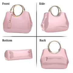 SYGA Leather Glossy Women's Bag Bride Wedding Handbag Women's One Shoulder Crossbody Stylish Bag(PINK)