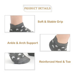 MOMISY Baby Girl Boys children Non Slip Socks Toddlers Infant Cotton Stretch Crew Anti skid-6 Pairs (AntiSkid-Star, 0 to 1 years)