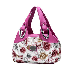 SYGA Women's Printed PU Leather Hobo Bag, Multiple Colors and Patterns, Crossbody Shoulder(ROSE RED ROSE)