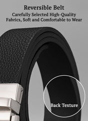 SYGA Men's PU Leather Belt Casual Lychee Pattern,122 cm Length, 3.3 cm Width (Black)
