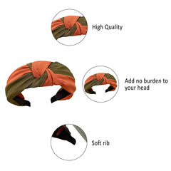 MOMISY Knotted Hairband Headband Cross Hair Band Accessories for Women and Girls (Brown Green)