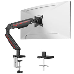 Fydeamer Monitor Arm, Gas Spring Monitor Stand for 17-35 Inch Screens up to 11 kg, Adjustable Monitor Mount with C-Clamp & Grommet Base (Single Arm Black)