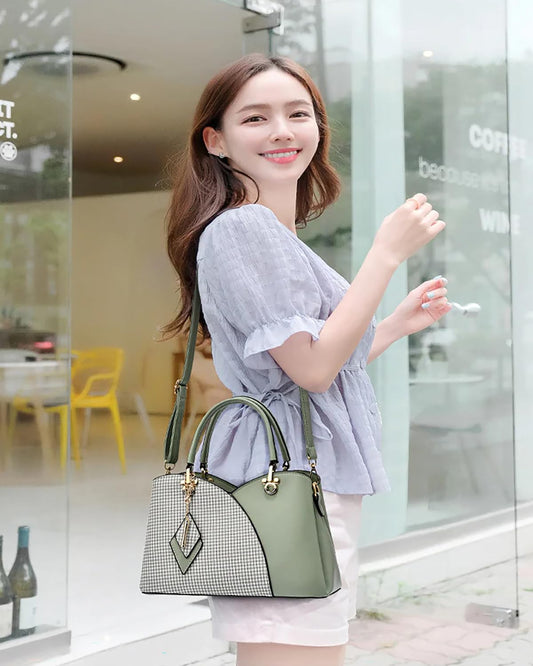 SYGA Women's Leather Chex Design Shoulder Bag Suitable Gift for a festival,occasion,Birthday (Green)