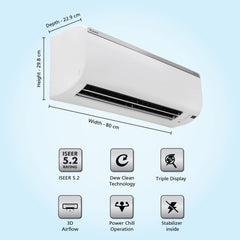 Daikin 1 Ton 5 Star Triple Display, Dew Clean Technology, Inverter Split AC (Copper, PM 2.5, 2022, FTKM35U, White)