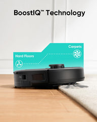 Eufy L60 Hybrid Robot Vacuum Cleaner with Mop, Ultra Strong 5,000 Pa Suction to Remove Hair, Dust, iPath Laser Navigation, for Deep Floor Cleaning, Ideal for Hard Floors, Black, 100 Minutes