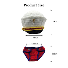 MOMISY Newborn Photography Props, Baby Girl Boy Photo Props, Infant Hand Crocheted Marine Diaper and Hat, White Red