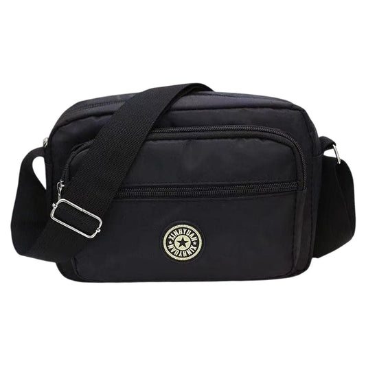 MOMISY Mobile Messenger Bag Ladies Nylon Shoulder Cross Body Long Strap Purse for Women Girls-Black