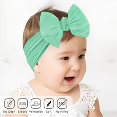 MOMISY Baby Girls Nylon Headbands with Bows, Soft Stretchy, Set of 6, Multicolour