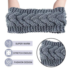 Momisy Knitted Winter Twist Woolen Warm Headband Cold Weather Hair Accessories Head Wrap Winter Designer Headbands for Women & Men- Grey