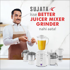 Sujata Multimix Juicer Mixer Grinder|900 Watts Double Ball Bearing Motor|22000 RPM|Non-Stop 90 Mins Running|3 Jars including 1750ml Blender with Coconut Milk Extractor,1000ml, 500ml Jar| (White)