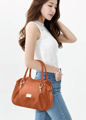 SYGA Women's Bags Soft Leather Middle-Aged And Elderly Women's Bags Single Shoulder Crossbody Bag(Khaki)
