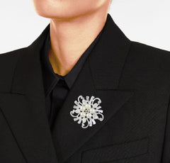 SYGA Brooch 5 Pearl Fashion Crystal Rhinestone Jewellery Pin Vintage Accessories Decoration Clothing Brooches for Bridal Women Girl - 5 Pearl Gold