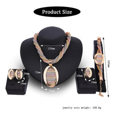 SYGA Pack of 4 Jewelry Set Bridal Banquet Jewelry Set Necklace,Earrings,Bracelet,Ring Set for Party Wedding Festive for Women & Girls Accessories