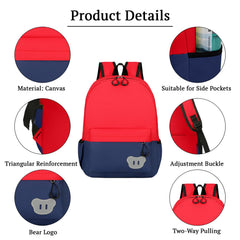 SYGA Kids Schoolbag, Breathable, Waterproof, Customized Logo Backpack For Kindergarten And Elementary School Students (Large Red With Dark Blue)