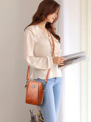 SYGA Women's Soft Leather Crossbody Mini Small Bag Fashion Vertical Style Small Mobile Phone Bag(Yellow)