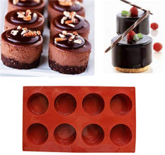 Syga DIY 3D Handmade 8 Holes Round Shape Silicone Cake Mould for Cupcake/Jelly/Pudding Cookie (Brown)
