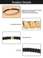 SYGA Waist Belt for Women, Metal Stretchable Buckle Belt Decorative Thin Belt(Gold)
