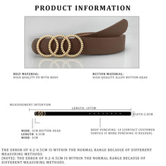 SYGA Women's PU Leather Belt Tripple O Ring Waist Belt Waist Size 25 Inch to 35 Inch, Camel