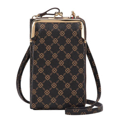 MOMISY Mobile Bag Cellphone Sling Bag Card Holder Wallet Handbag Crossbody multi-function Shoulder Bag for Girls & Women-Diamond (Brown)