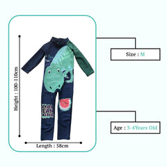 SYGA Children's Swimsuit Long Sleeve Watermelon Dragon-M Size Perfect for Kids Age 3-4 Years Old (Blue)