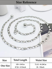 SYGA Metal Hook Adjustable Waist Chain Women's Fashion Versatile Decorative Dress Personalized Chain Waist Slim Belt(Silver)