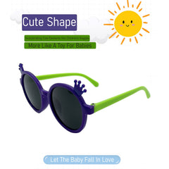 SYGA Children's Goggles Crown Style Sunglasses Anti-UV Lens Eyewear Kids Sunglasses (Blue Frame Pink Legs)