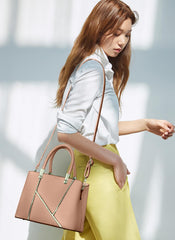 SYGA 2 Pieces Women's Crossbody Handbag Set Mini Satchels with Shoulder Strap PU Leather (Pink)