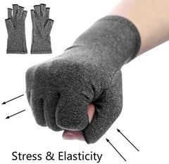 MOMISY Arthritis Gloves Women Men Hand Fingerless Compression Gloves Wrist Support Gloves Relieve Pain from Rheumatoid -1 Pair, BlackSimple, S