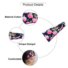 MOMISY 4Pcs Headbands for Women Yoga Running Sports Hiking Hairband Elastic Non Slip Sweat - Navy Blue, Multi, Blue Garden, Navy Blue Floral