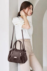SYGA Women's Bags Soft Leather Middle-Aged And Elderly Women's Bags Single Shoulder Crossbody Bag(Brown)
