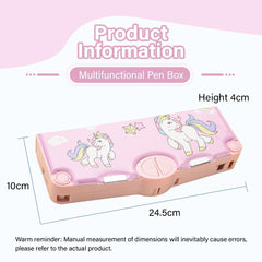 SYGA Children's Compass with Unicorn Design Pencil Box for Boys and Girls, Primary School Students, Multi-Functional (Pink)