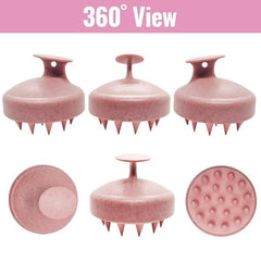 MOMISY Scalp Massager Shampoo Brush, Eco-Friendly Wheat Straw Body With Soft Silicon Bristles, Hair Scalp Scrubber, Scalp Exfoliator | Dandruff Removal, Prevents Hair Loss For Men, Women (Pink)