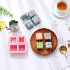 MOMISY 4-in-1 Silicone Candle Mould, 3D Cube and Bubble Design for Wax, Cake, Dessert Making