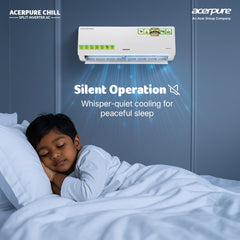 Acerpure Chill Inverter Split Air Conditioner 1.5 ton 3 star, 4 in 1 convertible design, Anti-virus Filter, Blue Fin Technology Air Conditioner (White)