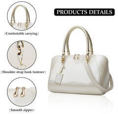 SYGA Gloosy versatile patent leather women's bags, texture and personality, portable Handbag, crossbody bag(BEIGE)