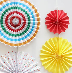 SYGA 6 Pieces of Paper Flower Fan Decoration Background Wall DIY Paper Fan Flower Ball Set(Colorful White)