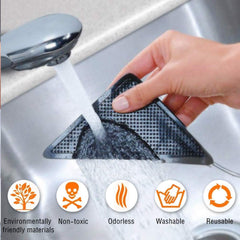 SYGA 4 Pieces Black Rug Gripper -Anti Curling Non Slip Area Reusable Carpet Sticker