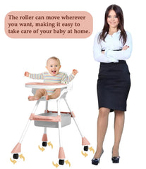 SYGA Adjustable High Chair for Baby Kids Safety Toddler Feeding Booster Seat Dining Table Chair with Wheel and Cushion Anti-Slip Removable Baby Chair (Pack of 1 - Black)