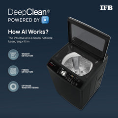 IFB 9 Kg 5 Star with DeepClean® Technology, AI Powered, Fully Automatic Top Load Washing Machine (TL900NB2S, PowerSteam®, Inbuilt Heater, Aqua Energie, Noir Black)