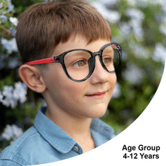 SYGA Children's Lightweight Anti-Blue Light Glasses Round Frame Comfortable Kids For Age 4-12Years old(Transparent orange frame orange legs)