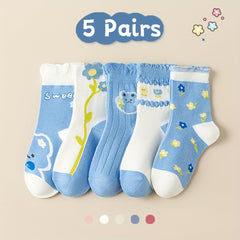 SYGA 5 Pairs Baby Girl & Baby Boy Socks, Toddlers Infant Cotton Stretch Crew Socks Suitable for 2-5 year baby
