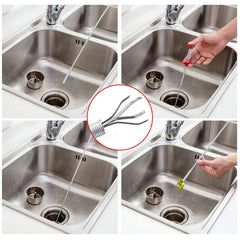 Syga Drain Clog Remover Snake Hair Sink Cleaning Tool for Kitchen Bathroom (60 cm, Silver)