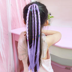 SYGA Girl Wig Headwear Kids Twist Braid Rope Ponytail Hair extension Styling Princess Baby Children Rubber Bands Hair Accessories (Gradient Lavender)